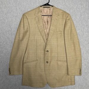 BYRON British Style Wool Silk Tan Glen Plaid Blazer Jacket  Read Description**
